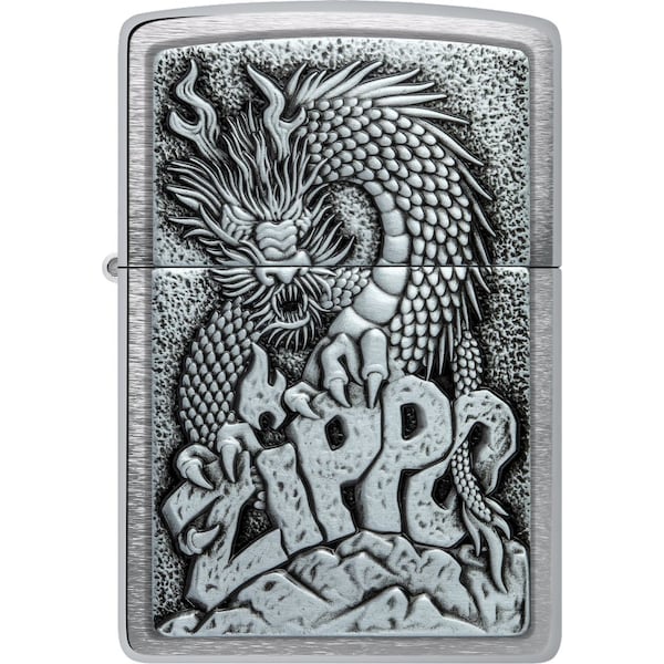 Zippo 2024 Zippo 200 Zippo Dragon Design Emblem, Brushed Chrome ZIP-48902 - main